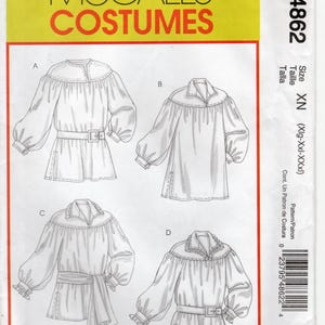 2005 McCall&#39;s 4862 Misses&#39; and Men&#39;s poet shirt and Sash