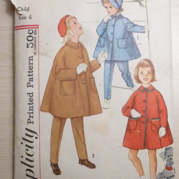 1950s Simplicity 3654 Child's coat, tapered pants and hat size 6