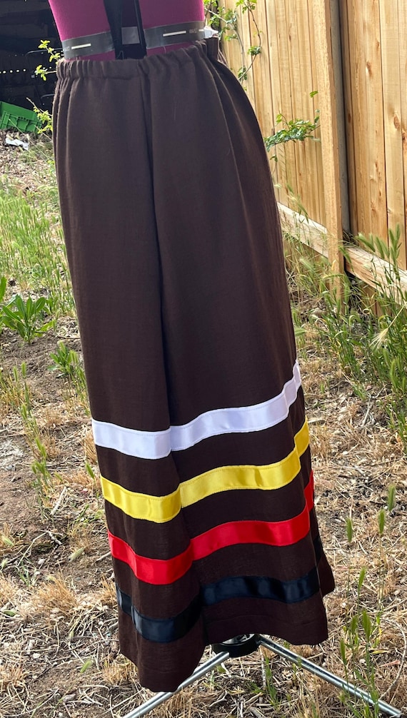 Native American Ribbon Skirt. Brown With Sacred Colors; Four