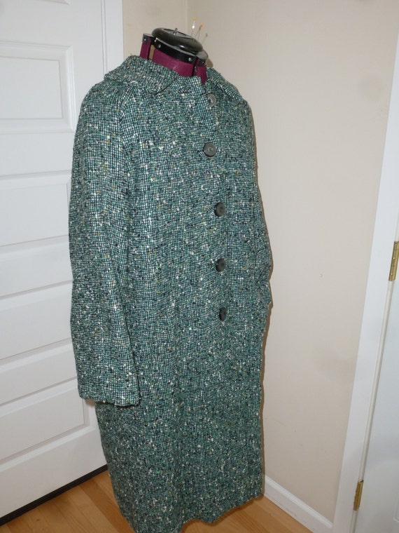 Vintage handmade fully lined wool coat size large - image 4