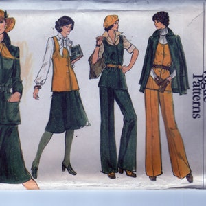 1970s Very Easy Vogue Patterns Misses' Jacket, Vest, Skirt and Pants Size 8
