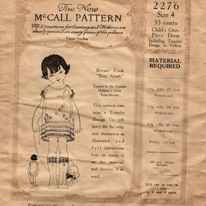 1920-talets nya McCall-mönster 2276. Barnklänning. Storlek 4