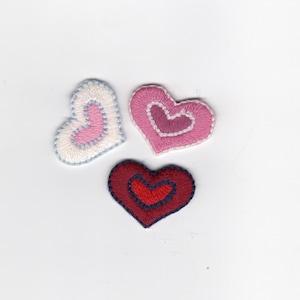 Little embroidered heart iron on patch, applique. Pink, red, cream, and blue