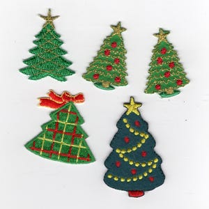 Collection of Christmas tree patches, appliques. Iron On