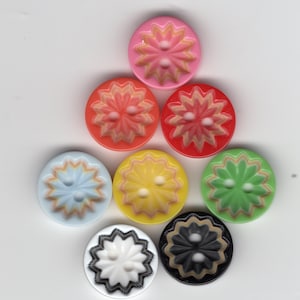 Multi-colored buttons with a carved ripple