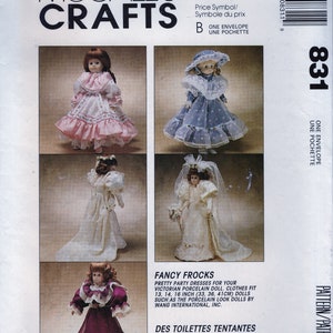 1993 McCall&#39;s 831/6560 Victoriaanse poppenkleding naaipatroon