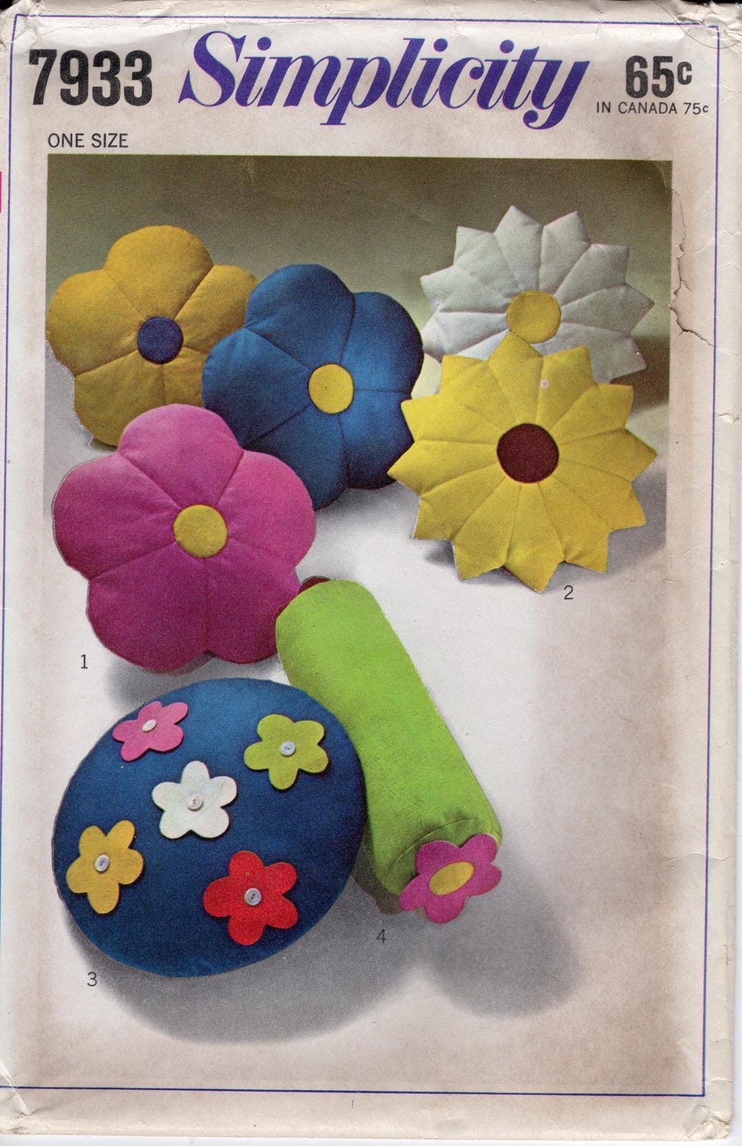1968 Simplicity 7933 Set of Flower Pillows - Etsy