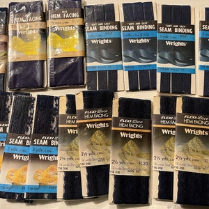 NOS Wrights Navy notions: hem tape and Single fold bias tape