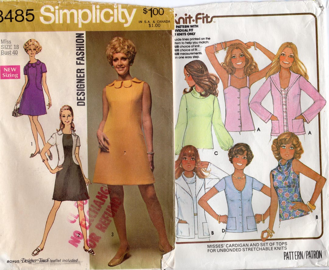 Vintage 1970s Dress & Top Sewing Pattern Bundle Bust 40 - Etsy UK