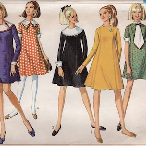 1967 Simplicity 7241 Sukienka trapezowa lub namiotowa. Biust 32
