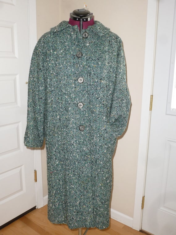 Vintage handmade fully lined wool coat size large - image 1