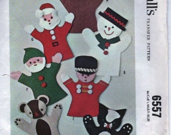 1962 McCall's 6557 Seven Felt Hand Puppets for Small Children