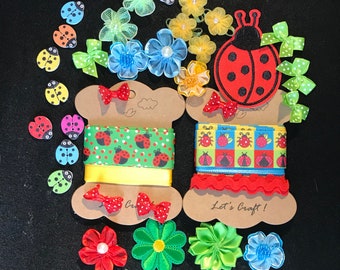 Lady bug notions stash builder; multi-bright colors; red, blue, yellow, green; Lady Bug Lot 2