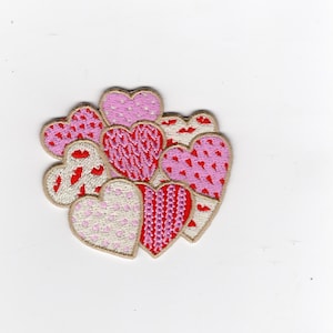 clustered pink hearts patch, applique. Iron on