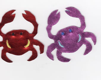 Rode en roze glanzende krab opstrijkbare patches