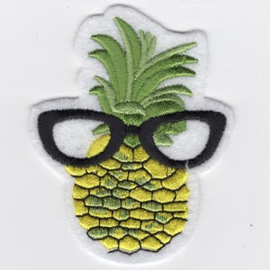 Pineapple wearing black glasses. Patch, applique. Iron On