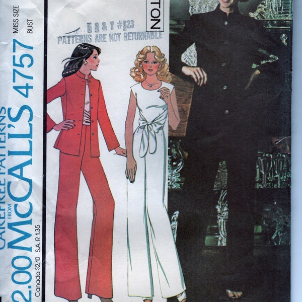 1975 McCall's 4757 Halston Misses Jacket, blouse, and pants. Bust 34