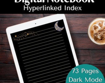 Dark Mode Digital Notebook: Hyperlinked Journal for GoodNotes & Notability