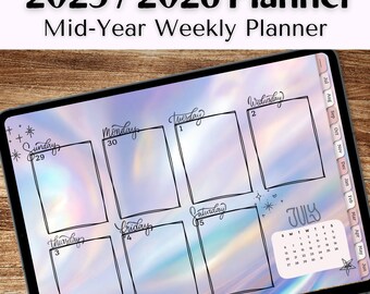 2025-2026 Digital Weekly Planner: Holographic iPad Organizer (Goodnotes Compatible)