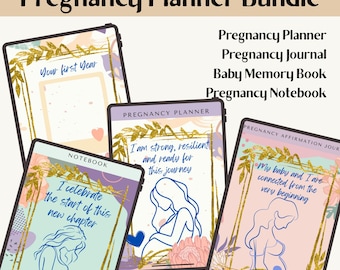 Hyperlinked Pregnancy Planner Bundle: Journal, Memory Book, Notebook (Digital Download)