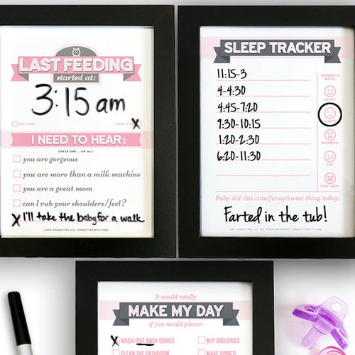 Printable Dry Erase TRIO Newborn Feeding Tracker Sleep Etsy