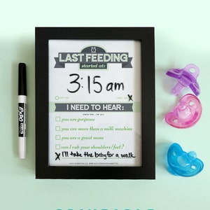 Printable: Dry Erase Baby TRIO, Green DIY Baby Shower Gift. Last Feeding Tracker. Baby Feeding Chart. Sleep Tracker. Chore Chart. image 2