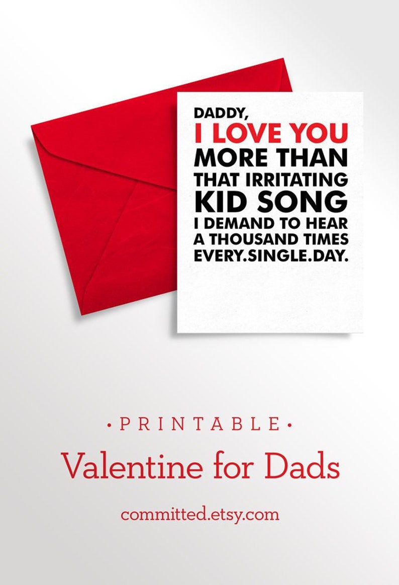 Printable Valentine's Day Card Baby Card to Daddy Funny Love Note for Dad from Child Dad Birthday Digital Download image 1