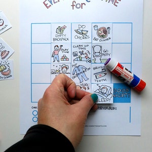 Printable Bedtime Routine Chart Game for Toddler & Preschooler Dry Erase Hand-Illustration Evening Routine Girl image 4