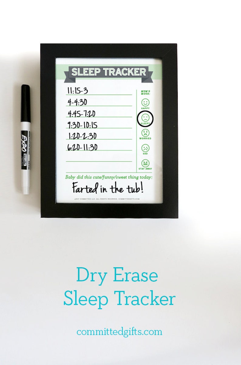 Printable: Dry Erase Baby TRIO, Green DIY Baby Shower Gift for Mums. Last Feeding Tracker. Baby Feeding Chart. Sleep Tracker. Chore Chart. image 5