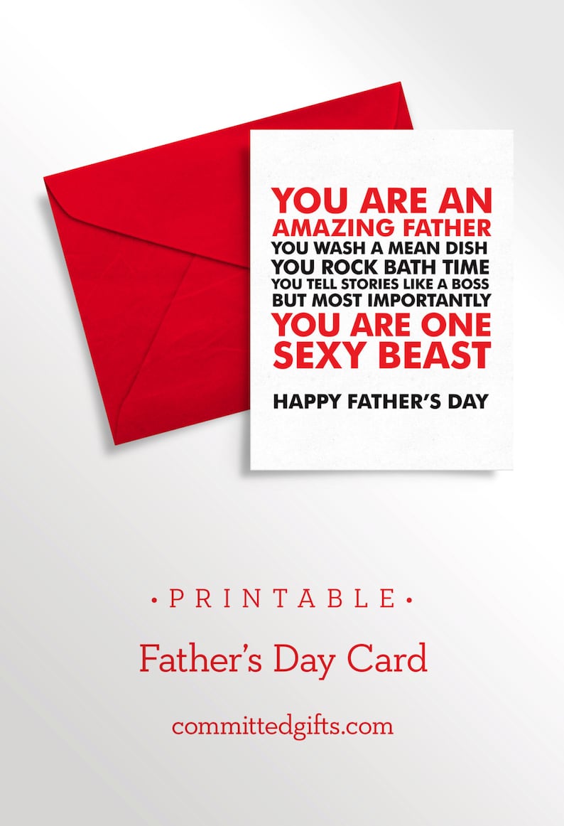 Printable Father's Day Card for Husband Naughty Funny Love Note Birthday Card to Husband Card for Him Digital Download image 1