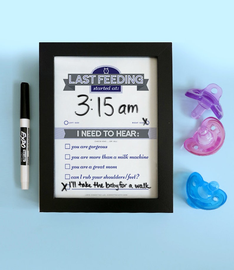 Printable: Dry Erase Baby TRIO, Navy Blue DIY Baby Shower Gift. Last Feeding Tracker. Baby Feeding Chart. Sleep Tracker. Chore Chart. image 2