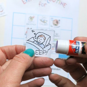 Printable Bedtime Routine Chart Game for Toddler & Preschooler Dry Erase Hand-Illustration Evening Routine Girl image 3