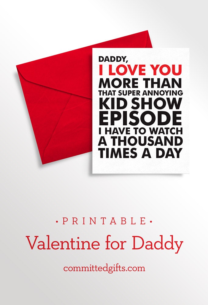 Printable Valentine Kid Card for Daddy Funny Love Note for | Etsy