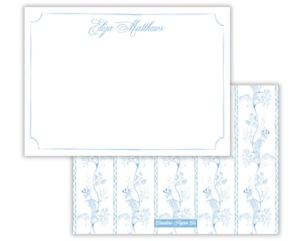 Juego de papelería / Tarjetas personalizadas con estampado botánico / Papelería elegante Grandmillennial Garden / 5x7 / Incluye sobres