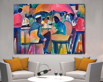 Downtown Dining CANVAS, African American Art, Canvas Art, Canvas Wall Art,Home Decor Art, Canvas Painting,Abstract Art, Wall Art