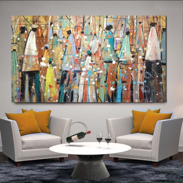 Our Colorful People CANVAS, African American Art, Canvas Art, Canvas Wall Art, Canvas Gift, Print on Canvas,Abstract Art, Black Art, Gift