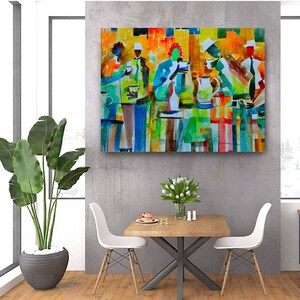 Tea in the City Canvas Print, African American Art, Canvas Art, Canvas Wall Art, Black Art, Canvas Painting,Abstract Art, Canvas Wall Art image 3