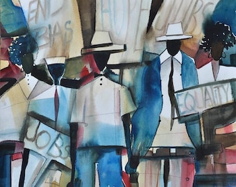 Watercolor Print, African American Painting, Contemporary Art, Abstract Painting,Watercolor Art,Black Art,Home Decor Art