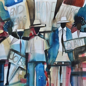 Watercolor Print, African American Painting, Contemporary Art, Abstract Painting,Watercolor Art,Black Art,Home Decor Art