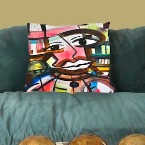 Decorative Pillow Cover, Throw Pillow, Pillow Cover, Accent Pillow, Throw Pillow Cover, Black Art, African American Art, Mother's Day Gift image 1