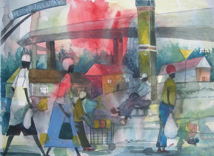 Atlanta Watercolor Print, African American Art, African Black Art, Wall Art,Home Decor Art,Watercolor Art,Abstract Art