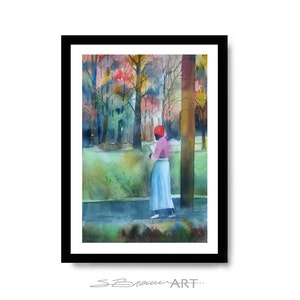 Holding onto Knowledge Watercolor Print, African American Art, HBCU, Gift for Her, Large African Art, Home Decor Art, Black Art Print, Print