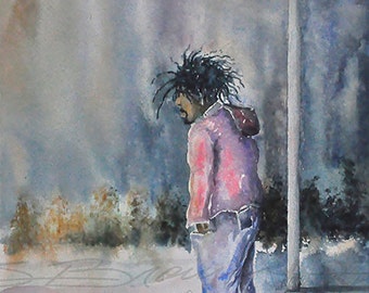 Watercolor Print, African American Art, Contemporary Art, Black Artist, Black Art, Father's Day, Black Art,  home decor art, Urban Art