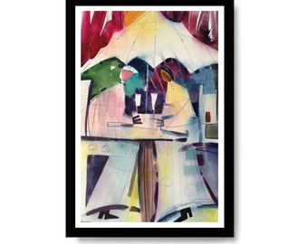 Love Couple Unframed Print, art for bedroom, large art, home decor art, watercolor print, african artwork, Christmas gifts, large wall art