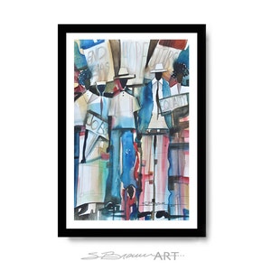 Equality Watercolor Print, African American Art, Office Artwork, Home Decor Art, Large Wall Art, Black Art Print, Urban Art, Large Painting image 1