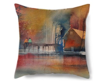 Decorative pillow cover, lake house pillow, colorful pillow ,trending gift ideas, Pillow Cover,Throw Pillow, gift ideas