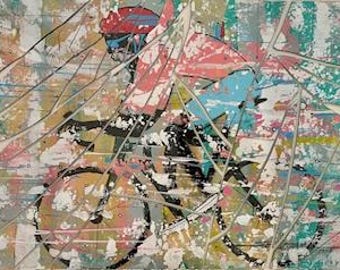 Pedal Pusher Print, Cyclist Gift, Sports Art, Abstract Painting, Biker Decor, Urban Art, Gift for Him, Athlete Wall Art, Sports Artwork