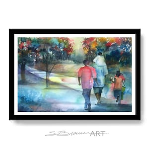 Family Time Watercolor Print, African American Art, Colorful Art, Home Decor Art, Large Wall Art, Black Art Print, Office Artwork