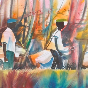 Aquarell Druck, afroamerikanische Kunst, zeitgenössische Kunst, Golf Kunst, abstrakte Kunst, abstrakte Kunst, Geschenk für Papa, Geschenk für ihn, Vatertag