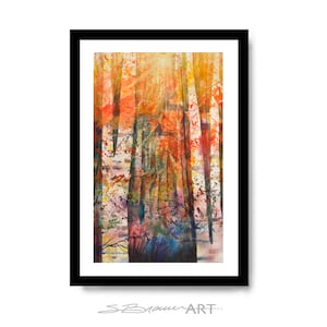 Hidden Cabins Watercolor Print, Dining Room Art, Contemporary Art, Mother's Day Gift, Watercolor Art, Home Decor Art, Wall Art, Black Art